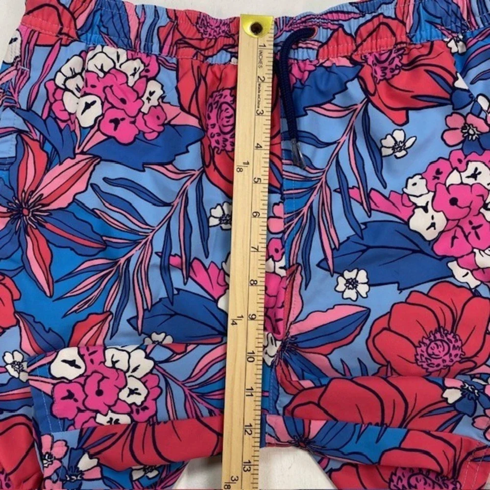 Vineyard Vines Boys XL Chappy Floral Swim Trunk Blue Pink 3M001197 7 Inch Inseam